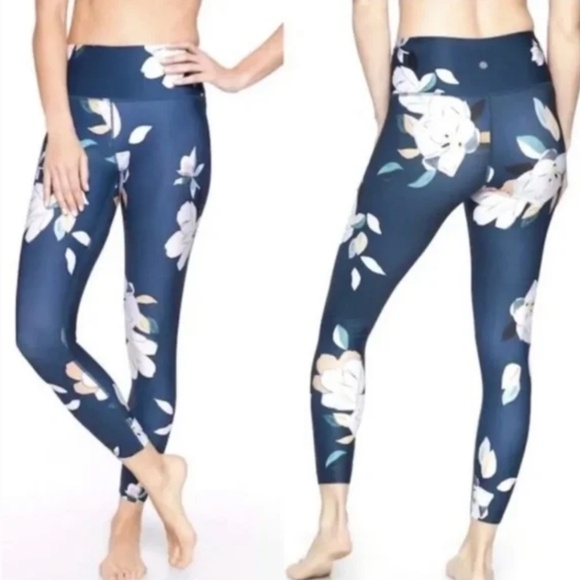 Athleta Floral Elation 7/8 Tights, Constellation Blue Sz XS - Picture 1 of 7